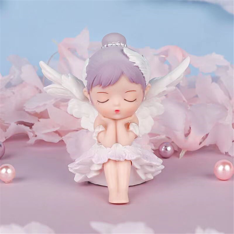 Cartoon Girl Figurines Ballerina Angel Statue Cute Decorative Desktop Decor Miniatures Ballet Girl Adorable Dashboard Decoration