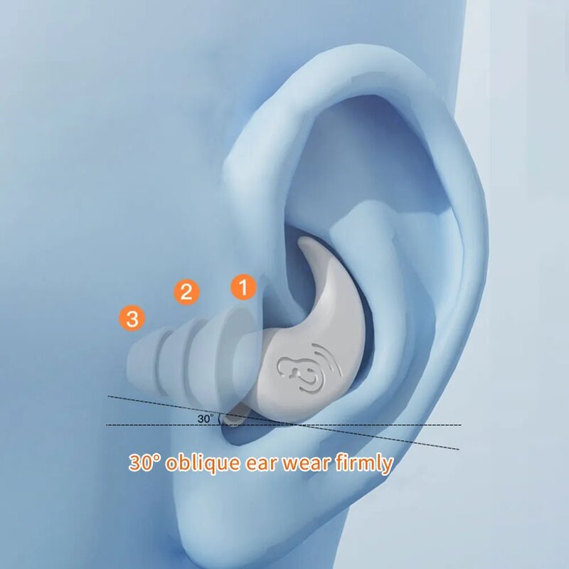 Penyumbat telinga silikon Anti bising, pelindung telinga lembut untuk berenang antiair dengan peredam bising