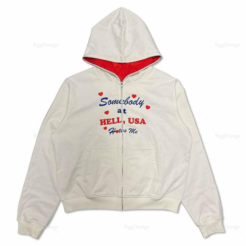 New American zipper sweatshirt romantic letter-print patriotic sweatshirt hoodie-top street casual top  hoodie