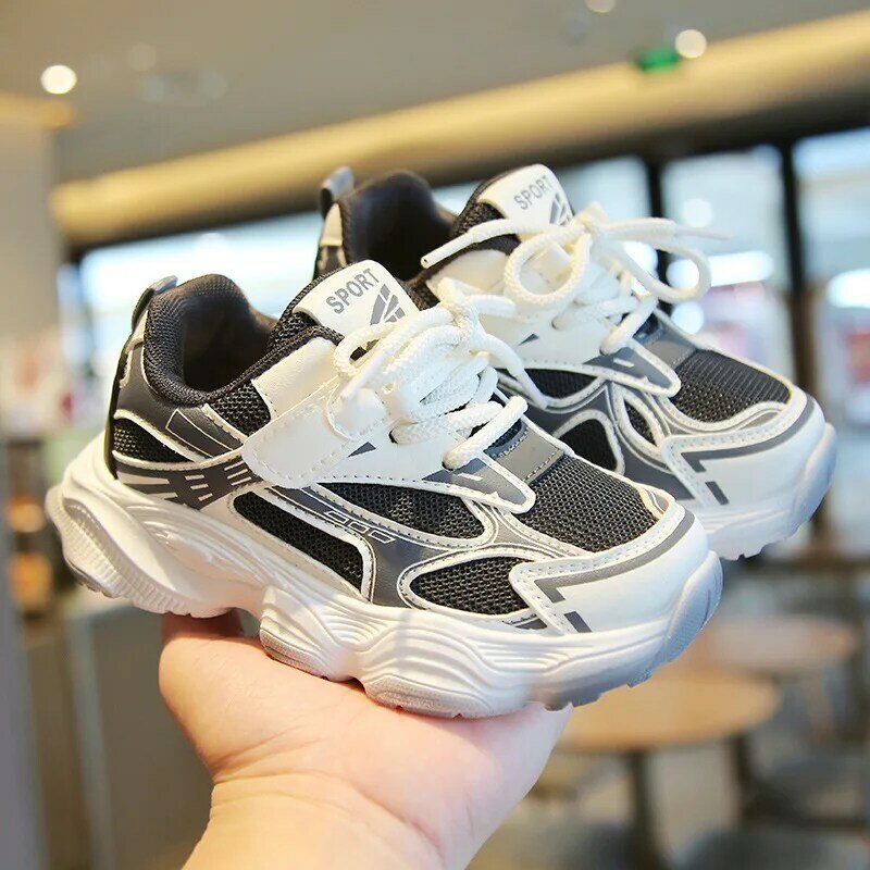Children's Sports Shoes 2024 Spring Autumn Girls Sneakers Mesh Surface Breathable Boy Kids White Shoes Big Child Running Shoes