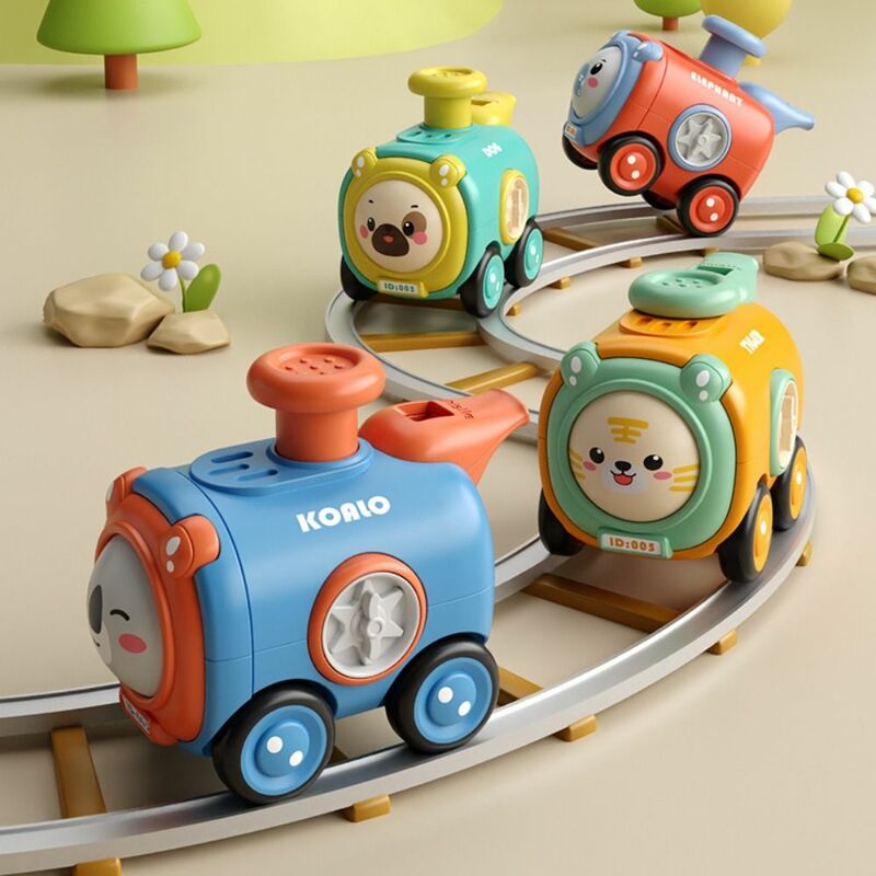 Inertia Toy Car Press modalità avanti cambio facciale con fischietto piccolo treno resistente agli urti Cartoon Car interazione genitore-figlio