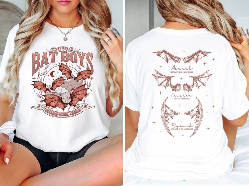 The Bat Boys Shirt Cotton Shirt Loose Fantasy Apparel Y2K Top A Court of Thorns and Roses Dark College Tee