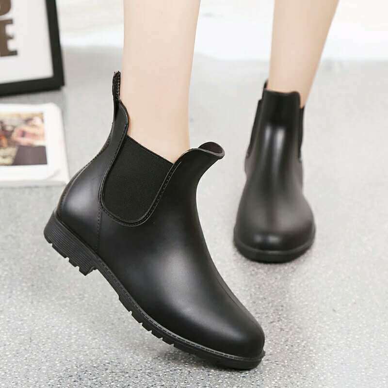 Comemore 2024 Slip on Rain Boot Ladies Outdoor Men's Galoshes Couples Waterproof Chelsea Rubber Boots Women Platform Rain Shoes