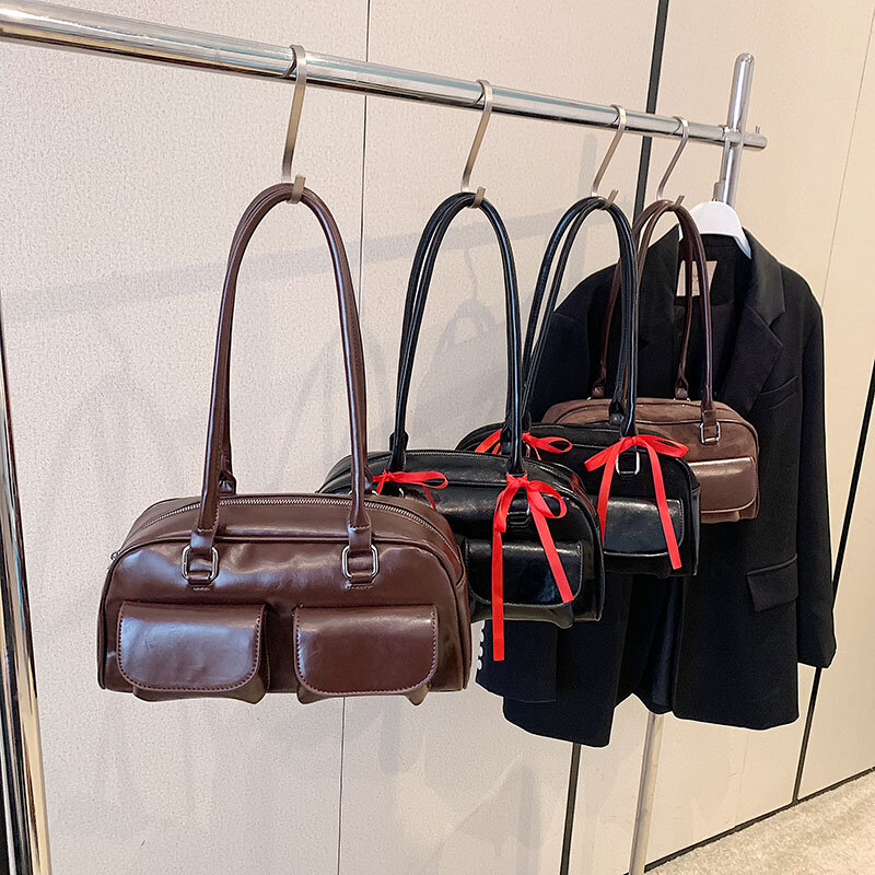 LEFTSIDE piccole borse a tracolla con Design a doppia tasca in pelle PU per donna 2023 borsa ascellare femminile borse e portamonete da donna