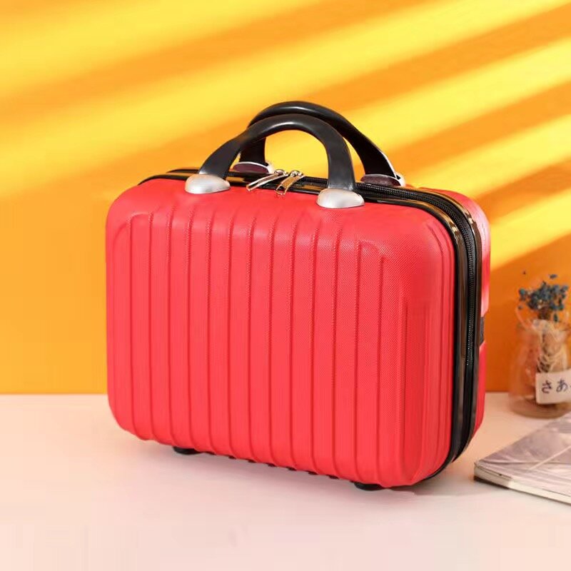 Gepäck Organizer Weibliche 14 zoll Koffer Frauen Einfache Kosmetische Fall Mini Box Tragbare Kleine Reisetasche Einfarbig Lagerung Box