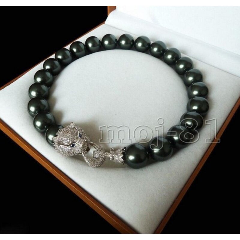 Collier de perles rondes en coquillage noir de Sur, bijoux a la mode, énorme taille de 20mm, 18 pouces, entrega gratuita