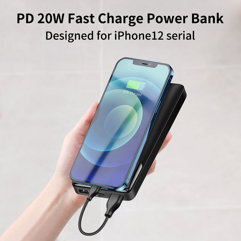 Baseus pd 20w banco de potência 10000mah carregador portátil bateria externa 10000 carregamento rápido powerbank para iphone xiaomi mi poverbank