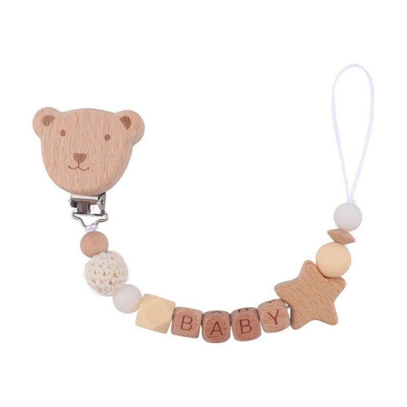 Attache-sucette ours dessin animé mignon, chaîne Anti-perte pour bébé, anneau dentition, sangle jouet, lanière, jouet à