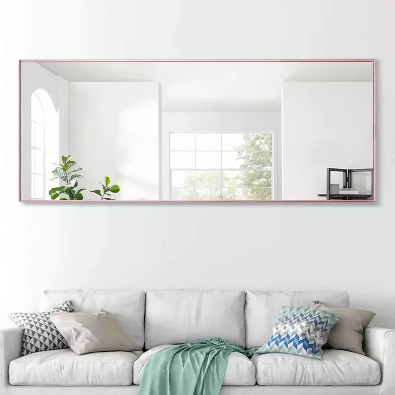 Full-length mirror, large floor-to-ceiling mirror, with wall mirror, aluminum alloy frame
