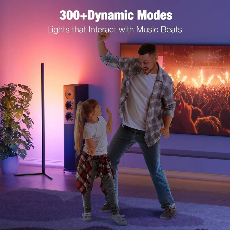 Умная цветная напольная лампа RGB Dream с музыкальной синхронизацией, современная, 16 миллионов цветов, меняющая настроение, с приложением и дистанционным управлением