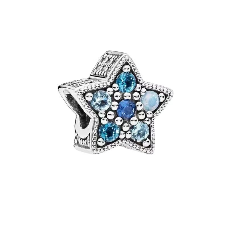 NEUE Blau Charme 925 Sterling Silber Astronaut Galaxy Sterne Erde Bead Fit Original Pandora Armband Halskette DIY Schmuck Für Frauen