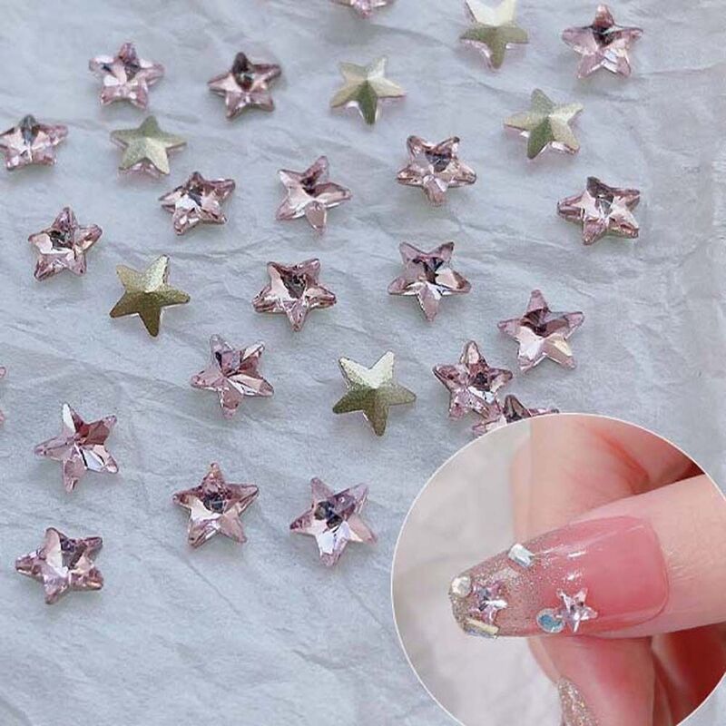 Estrelas de Cinco Pontas ornamento para Mulheres, Brocas de Pedrinhas 3D, Decorações para Unhas, Jóias, DIY, Estrelas