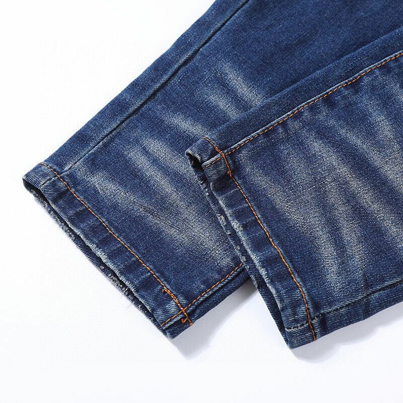 Джинсы мужские в стиле ретро, модная уличная одежда, темно-синие Стрейчевые рваные джинсы скинни, с заплатками, дизайнерские Брендовые брюки в стиле хип-хоп