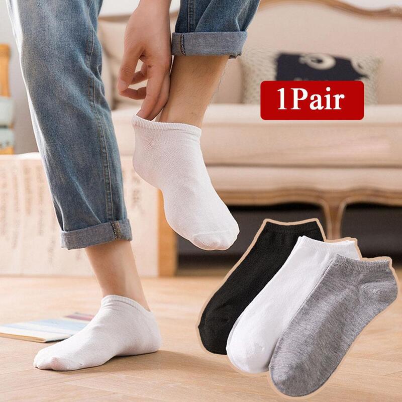 1 Pairs Men's Cotton Boat Socks New Style Black White Grey Business Men Stockings Soft Breathable Summer for Male