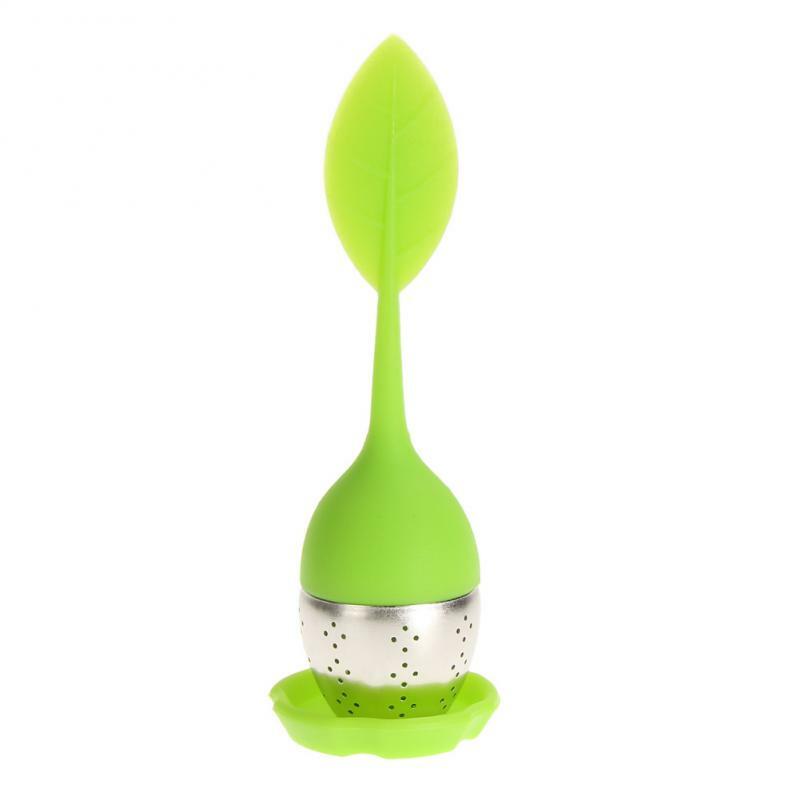 1~5PCS Colors Silicone Tea Infuser Reusable Tea Strainer Sweet Leaf with Drop Tray Novelty Tea Ball Herbal Spice Filter Tea Tool