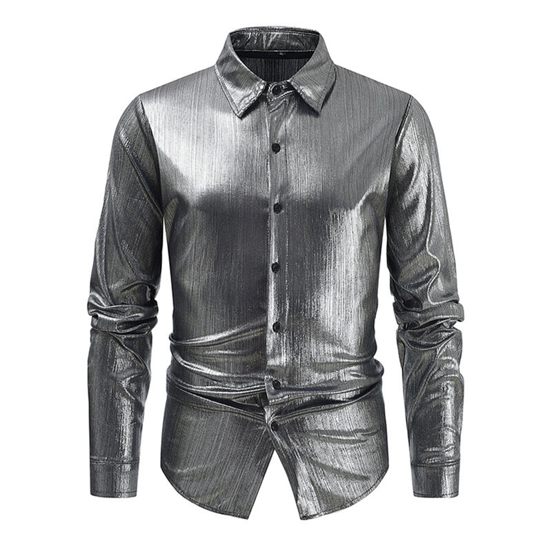 Bequeme Mode heiße neue stilvolle Hemd Hemd Slim Fit Band Kragen brandneue Button-Down-Nachtclub Party T Dress Up