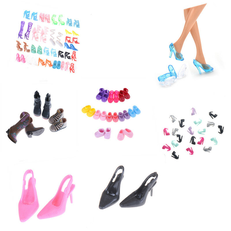 Botas de salto alto para boneca, sapatos com estilos diferentes, acessórios de moda, novos