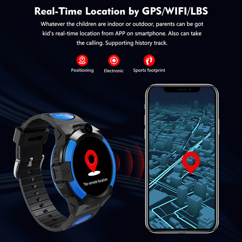 4G Kids GPS Smart Watch 1.28" Waterproof GPS WiFi LBS Remote Tracking SOS Video Call SIM Phone Clock for 3~12 Boys Girls LT32