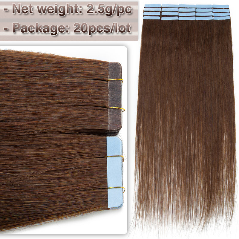 S-noilite 20 stücke Klebeband in Haar verlängerungen menschliches Haar 2,5g Mega-Haar glattes natürliches Haar nahtloser unsichtbarer doppelseitiger Hauts chuss