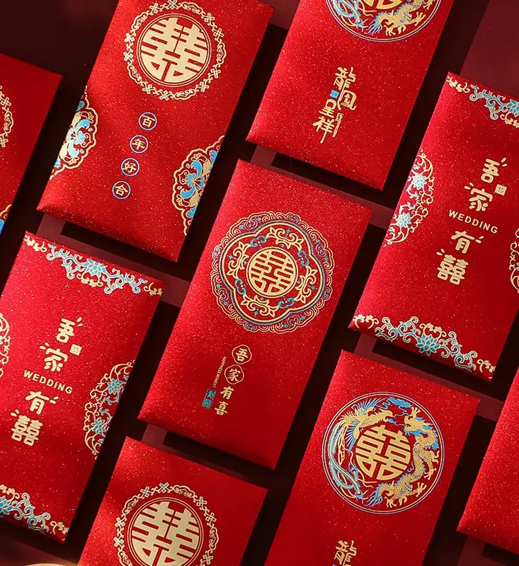 Amplop merah pernikahan khusus pintu pernikahan kepribadian kreatif disegel dengan hadiah tas amplop merah