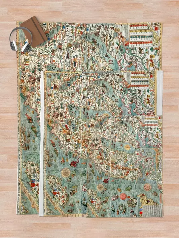 Carta Marina-Personalizado Cobertor Lance, Mapa da Escandinávia por Olaus Magnus-1539, Pesado, Pesado, Cobertores do presente