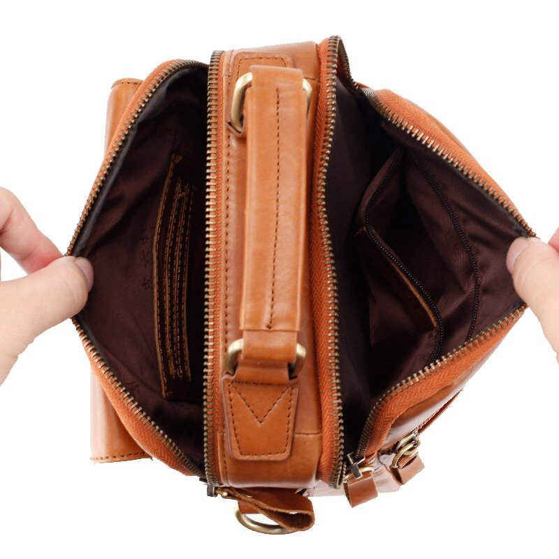 بي العم-حقيبة كتف جلدية صغيرة للرجال ، حقيبة رسول ، عارضة ، الرجعية ، متعددة الوظائف ، حقيبة يد