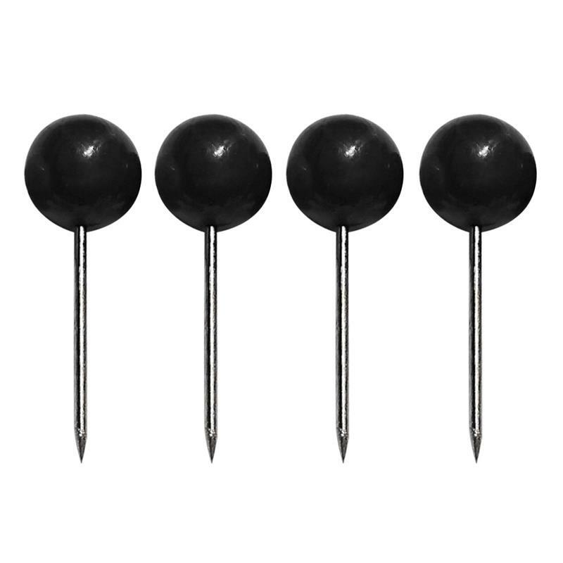 100Pcs Push Round Ball Head Map Cork Board For Office with Stainless Point for Office Home Crafts DIY Marking (Black)