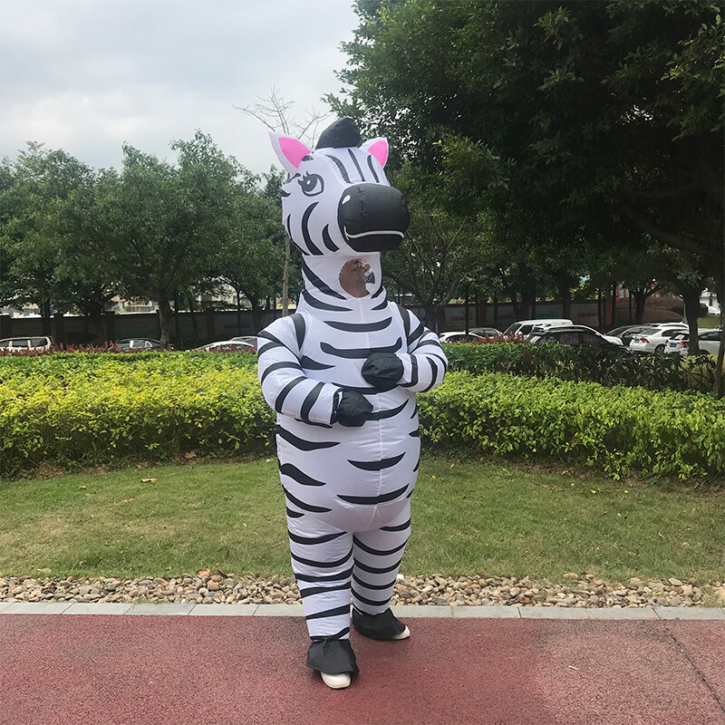 Simbok Zebra Opblaasbaar Kostuum Halloween Kostuum Voor Volwassen Full Body Schattige Zwart Wit Dier Carnaval Feest Rollenspel Kleding