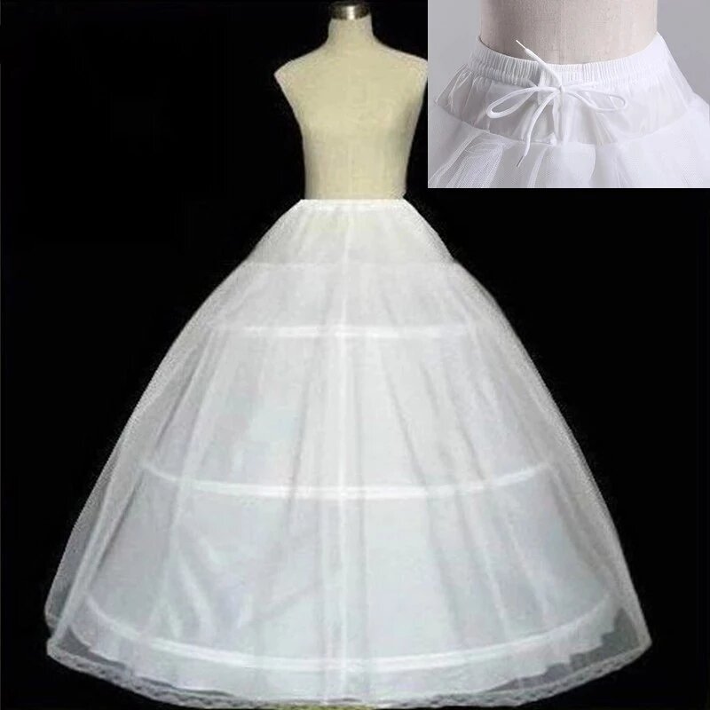 ANGELSBRIDEP شحن مجاني رخيصة الأبيض 3 الأطواق ثوب نسائي كرينولين زلة ثوب نسائي لباس الزفاف ثوب الزفاف في St