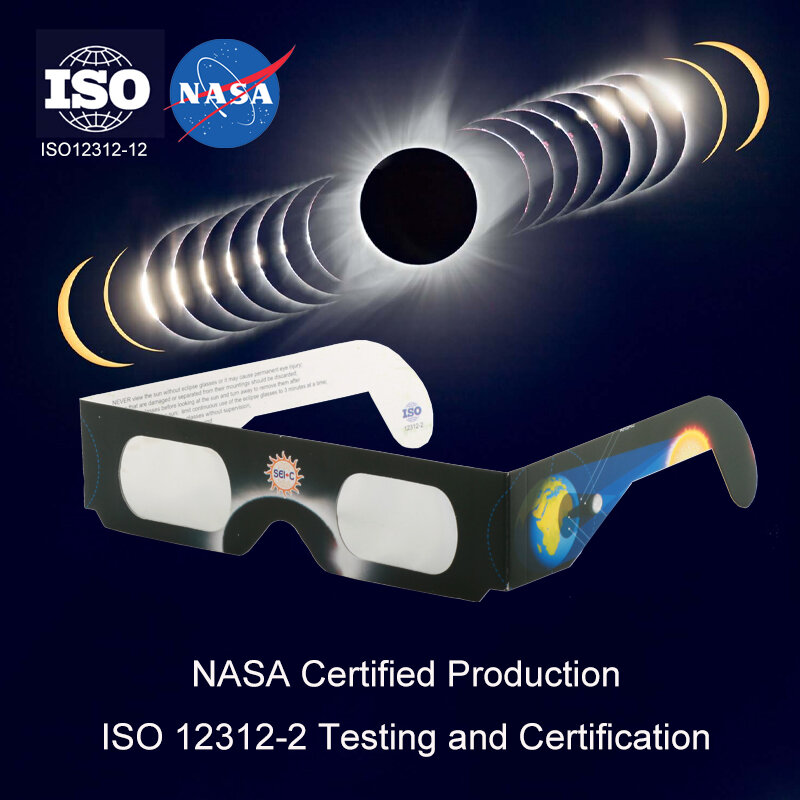 Gafas de sol con certificación CE e ISO, sombreado seguro para la visualización directa del sol, Soluna de papel