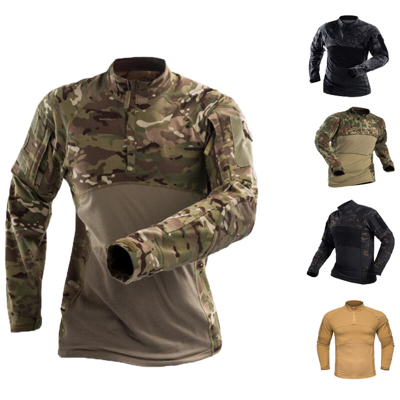 Combate Homens Camisas Comprovado Tático Vestuário Uniforme Militar CP Camuflagem Airsoft Caça Exército Terno Respirável Trabalho Roupas Gear