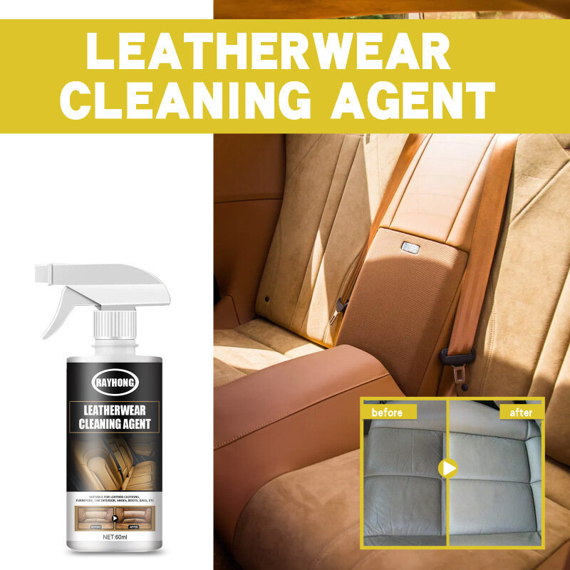 Car Leather Cleaner Leather Seat Upholstery Refresher Stain Remover Mildew Remover Dashboard Cleaner