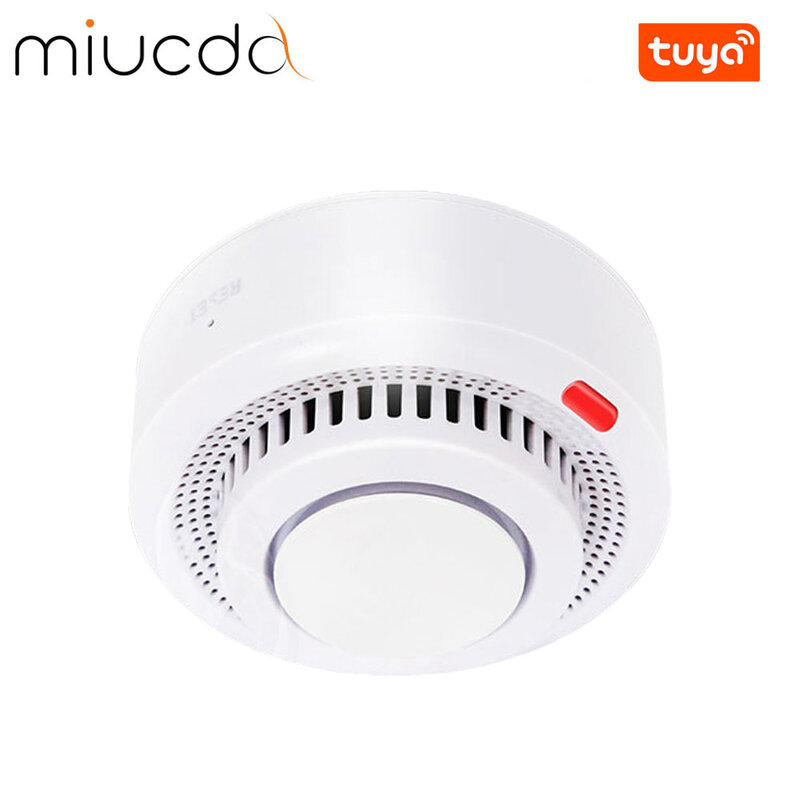 MIUCDA Tuya detektor asap Cerdas WiFi, sistem keamanan pelindung API, Alarm asap, rumah pintar