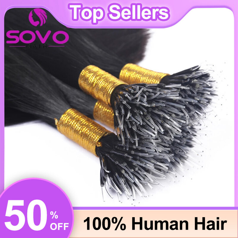Kristall Haar verlängerungen 100% menschliches Haar Nano Keratin gerade europäische elastische Ring verbindungen remy menschliche Haar verlängerungen 12-26 Zoll