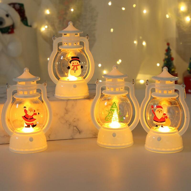 Рождественский фонарь, декоративное освещение для рождественской елки, Санта-Клаус, снеговик, Рождественская елка, светодиодный фонарь с подвесным кольцом