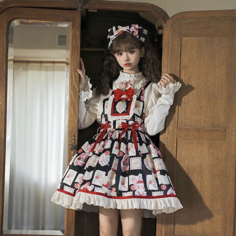 [Showa kaleidoskop] lolita kleid vintage frauen jsk süßes lolita kleid hoher taille gurt prinzessin party kleider kawaii lolita