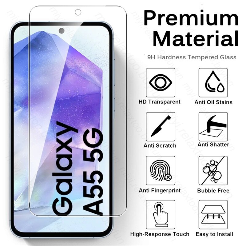 Protectores de pantalla de vidrio templado 4 en 1 para Samsung Galaxy A55, A35, A25, 5G, A15, A05s, A05, 4G, 2024, vidrio para cámara Samsun A 55, 35, 25, 15