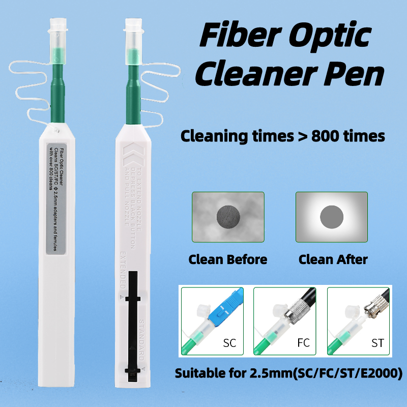 Ferramentas de limpeza do conector de fibra, Cleaner Pen Stick Kit para adaptador óptico, 800 Times LC, SC, FC, 1.25, 2.5mm, Novo