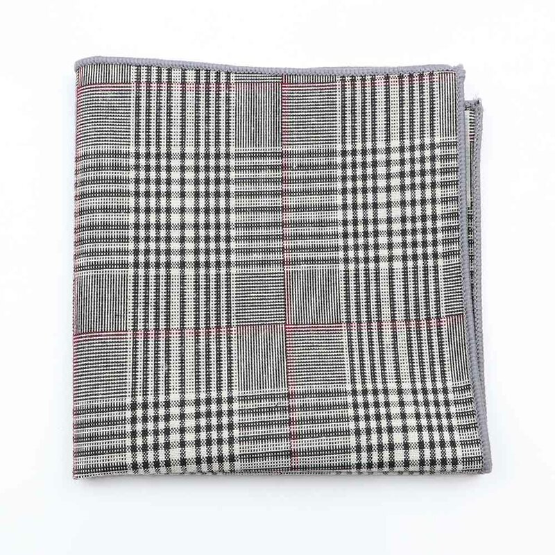Mode Baumwolle Plaid Taschentuch Schals Vintage Grau Schwarz Taschentücher männer Hohe Qualität Business Anzug Tasche Platz Taschentücher