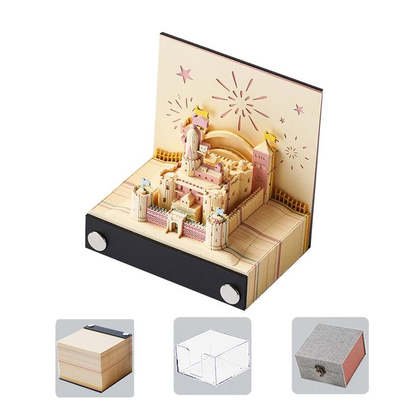 Tridimensional Castelo 3D Bloco de Notas, Papel Kawaii, Gift Pad, Notas Desk, Acessórios de Aniversário, H7I6, 146 Folhas
