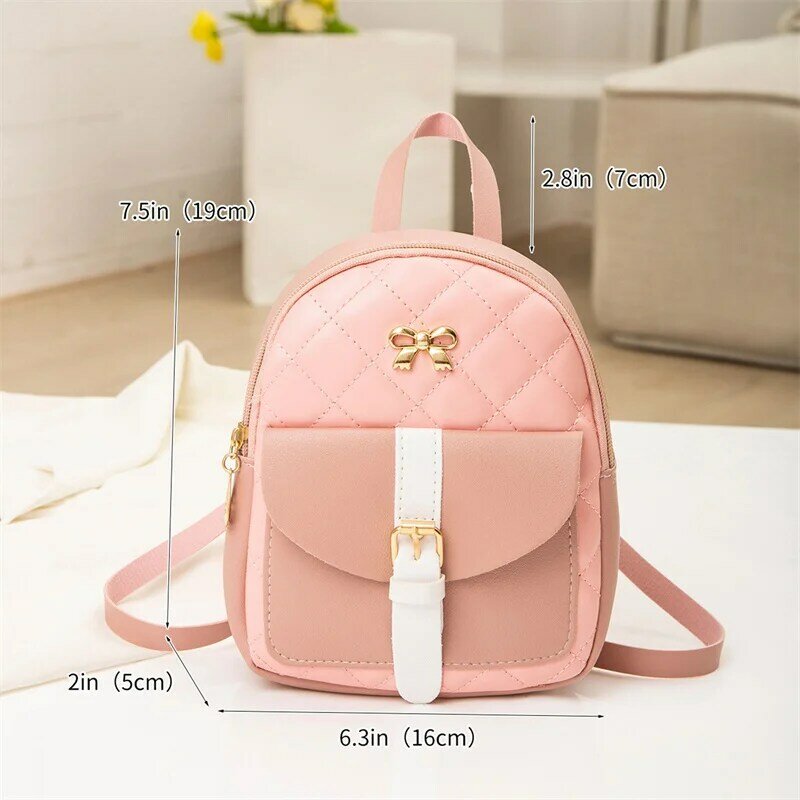 1PC Fashion Retro Women Pu Leather Small Backpack Multi-Function Trendy Students Backpack