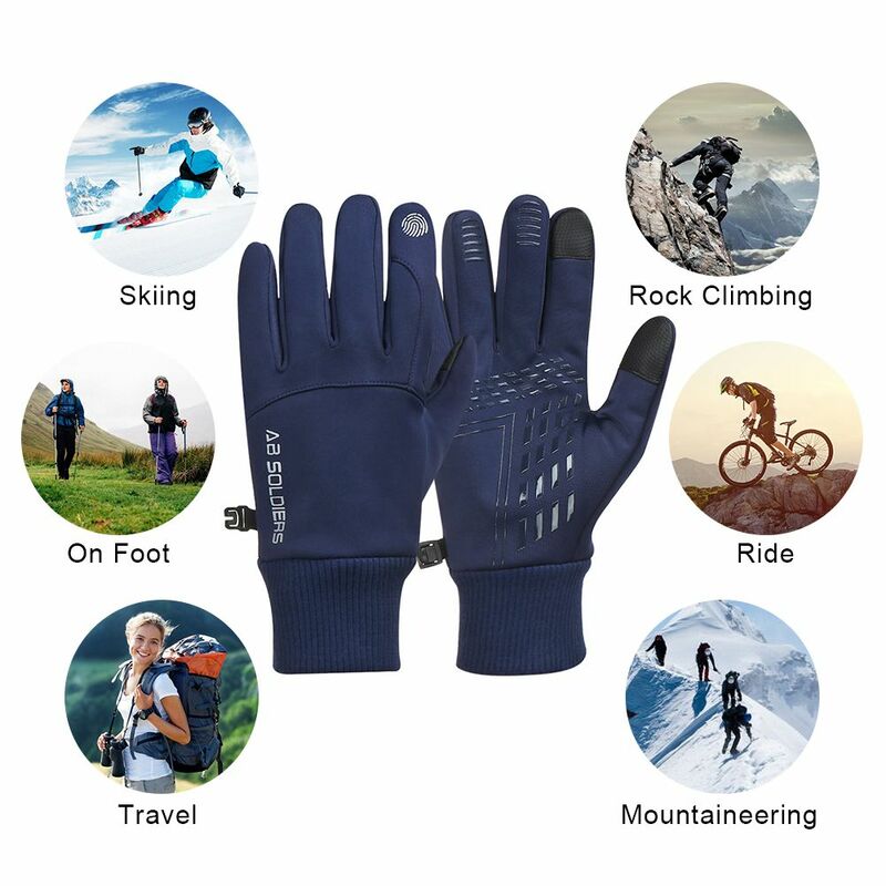 Ветрозащитные флисовые перчатки на подкладке для холодной погоды, водонепроницаемые велосипедные перчатки, лыжные перчатки, теплые перчатки для сенсорного экрана