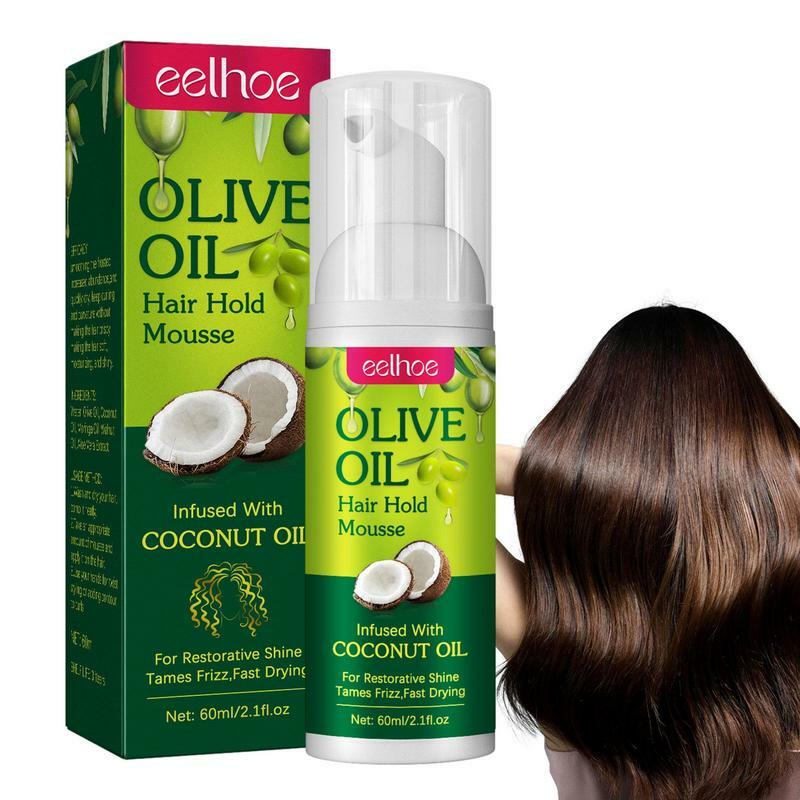1 buah alat penata rambut halus minyak zaitun krim pembentuk rambut keriting Mousse Hydrating mencegah pengeringan nutrisi Elastin 60ml