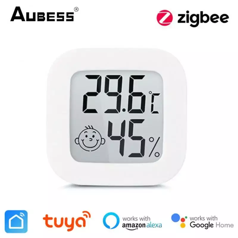 Tuya ZigBee-Sensor de temperatura y humedad para interiores, higrómetro, termómetro, Detector, Control de vida inteligente, compatible con Alexa y Google Home