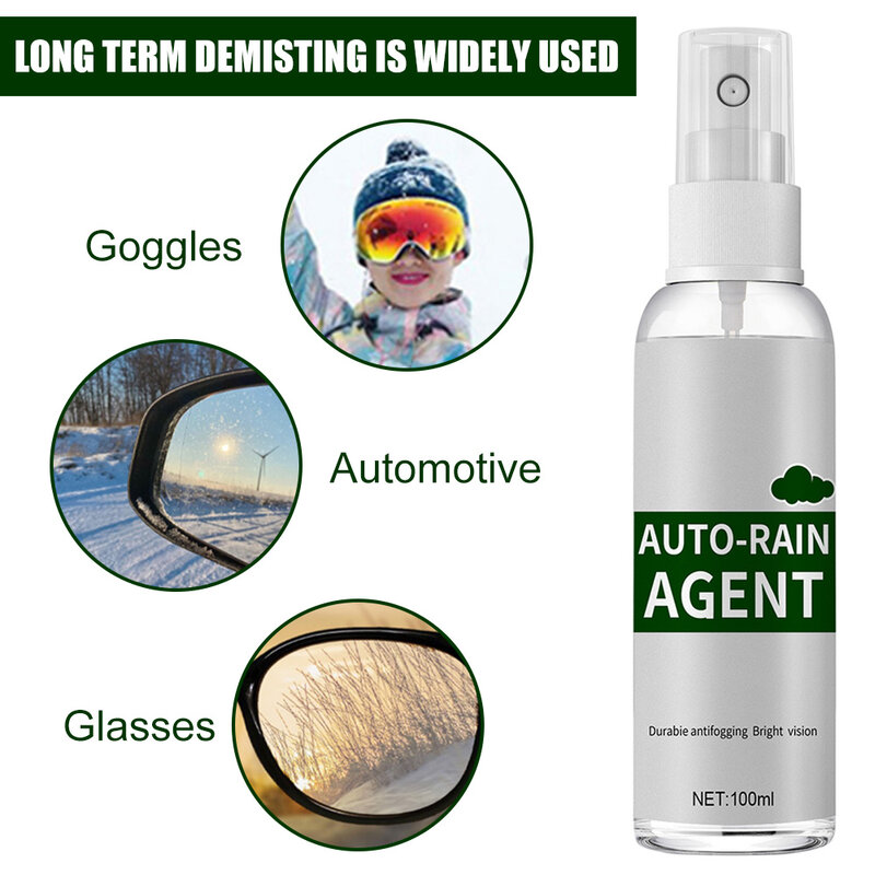 Rainproof Car Window Glass Film, Agente Antiembaçante, Spray de revestimento impermeável, Espelho retrovisor pára-brisa, 30 ml, 100ml
