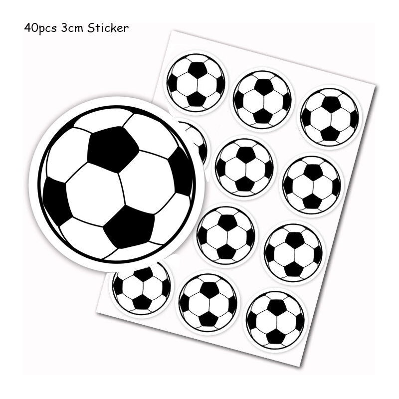 40 шт., 3 см, Мультяшные спортивные наклейки для футбола, наклейка для футбола для мальчиков, одинарное Цветовое оформление для футбольного клуба