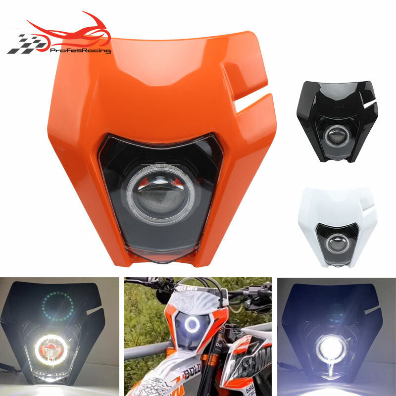 Neue Motorräder Scheinwerfer Runde LED Docht Kopf Scheinwerfer Supermoto Verkleidung Für Motocross Enduro 2019 KTM EXC SXF MX Dirt Bike