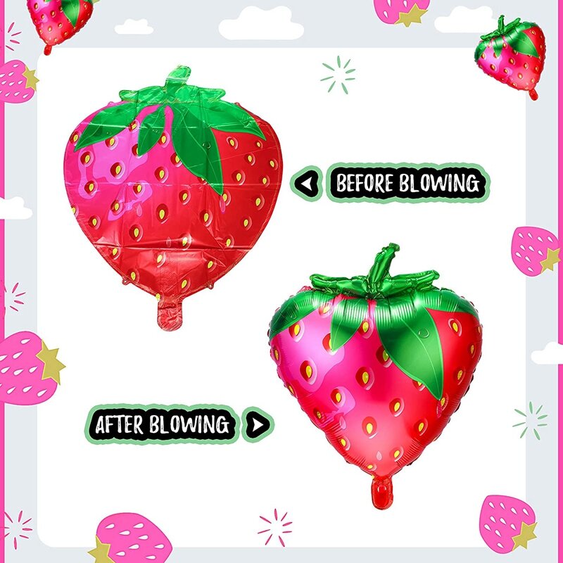 Palloncini alla fragola da 10 pezzi palloncini in Mylar con lamina di fragola dolce per decorazioni per feste di compleanno a tema fragola per ragazze