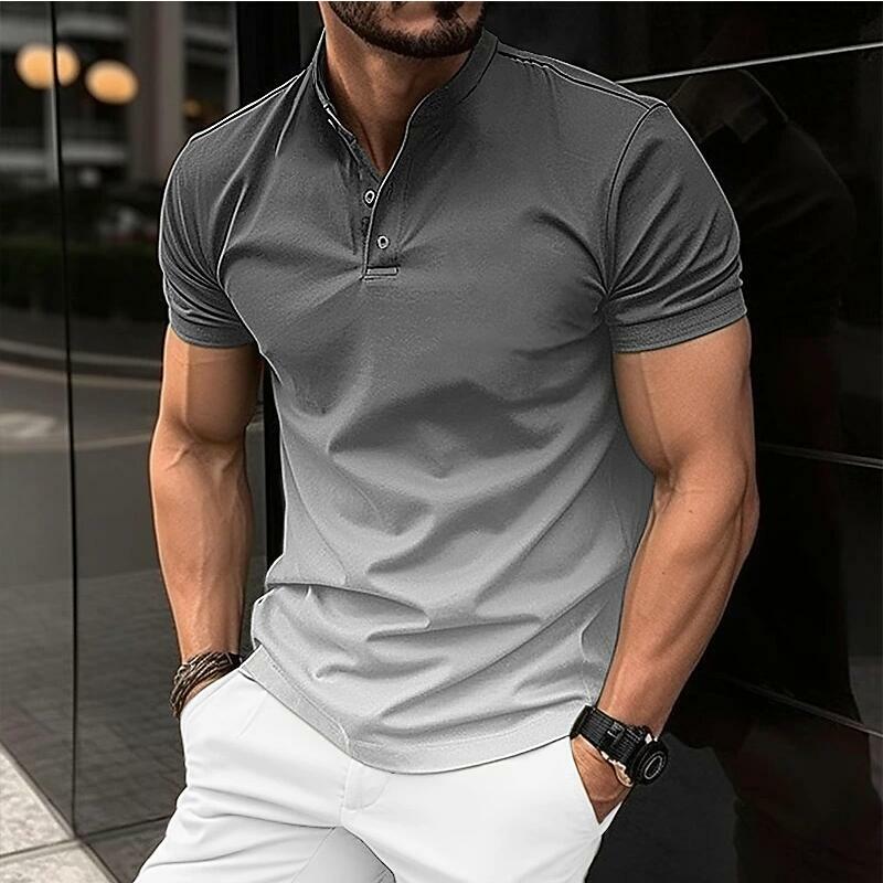 Herren Polos hirt Farbverlauf Mode Kurzarm T-Shirt Herren atmungsaktive lässige Street Herren bekleidung