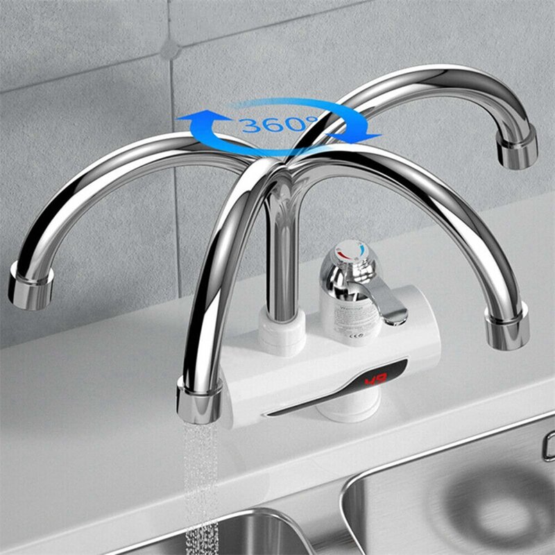 1 Piece Instant Water Heater Electric Kitchen Hot Water Faucet Heater Tap Cold Heating Faucet Tankless Water Heater EU Plug